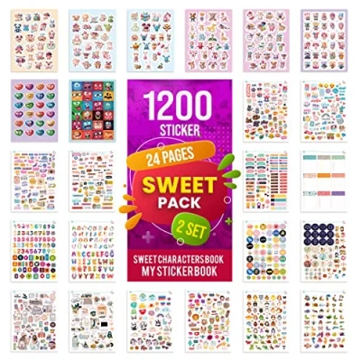 Image of colortouch Sweet Sticker Pack 1200 Pcs Scrapbook Stickers for Children, Adults, Kids, Girls Bullet Journal Collection Laptop, Planner, Calendar, Scrapbooking