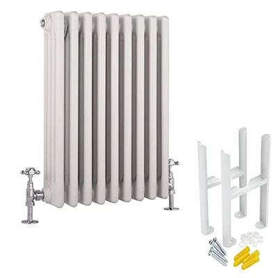 Image of Milano Windsor White Cast Iron Style Horizontal Four Column Radiator Feet 600mm x 425mm