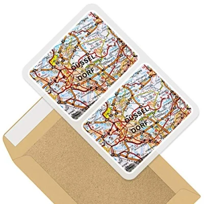 Image of Rectangle Stickers (Set of 2) 10cm Dusseldorf Germany German Travel Map City Decals for Laptops,Tablets,Luggage,Scrap Booking,Fridges, 44920