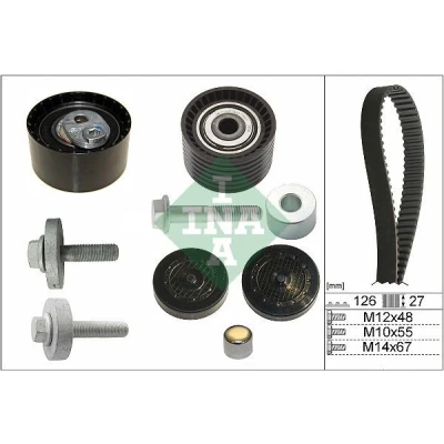 Image of 4408392, 4409959, 4410548, 4412355, 4416576 Timing belt kit INA 530 0638 10 126 RENAULT: MEGANE 2, 3 Coupe, SCENIC VAUXHALL: Vivaro Van