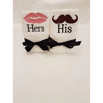 Image of Lex&#039;s Linens Set of 2 Embroidered His &amp; Hers Guest Towels