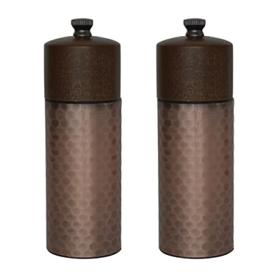 Image of Olympia Copper Wood Salt and Pepper Mill Set Innovative Design New Features