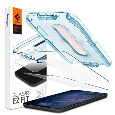 Image of Spigen EZ FIT Tempered Glass Clear Screenprotector With Mounting Frame Apple iPhone 12 Mini 2 pack