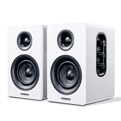 Image of Sanyun SW208 3&quot; Active Bluetooth 5.0 Bookshelf Speakers 60W Carbon Fiber Speaker Unit Built in 24bit DAC Dynamic 3D Surround Sound 2.0 Computer PC Monitor Gaming (Pair, White)