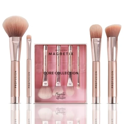 Image of Profusion Cosmetics MAGNETIX CORE COLLECTION Magnetic Makeup Brushes Set with Magnet Brush Drying Rack Metal Stand Premium Powder Blusher Eyeshadow Concealer Blending Kit and Tools