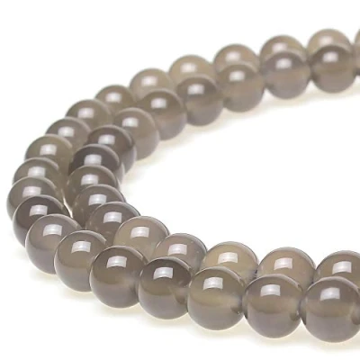 Image of jartc Natural Round Gray Agate Gemstone Beads for DIY Jewellery Making Bracelet Necklace 15&quot; (8mm)