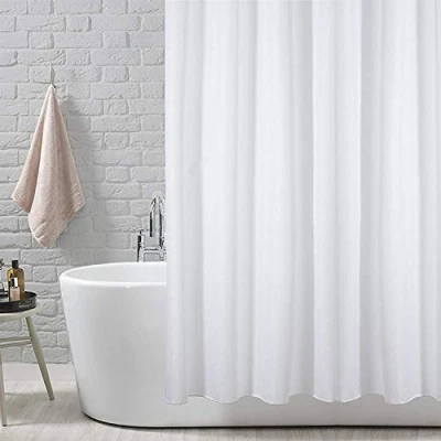 Image of ANSIO Shower Curtain for Bathroom Mould and Mildew Resistant Solid White, 180 x cm (71 71 Inch) Water Repellant Fabric 100% Polyester