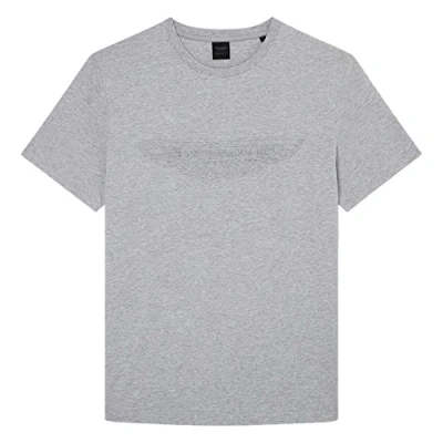 Image of Hackett London Men&#039;s AM Emboss TEE T Shirt, Grey (Ice Grey), S