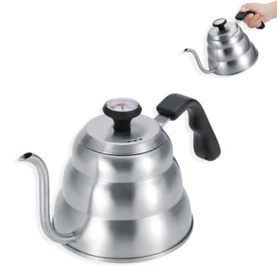 Image of Pour Over Coffee Kettle with Thermometer, Stainless Steel Gooseneck Teapot (1L)
