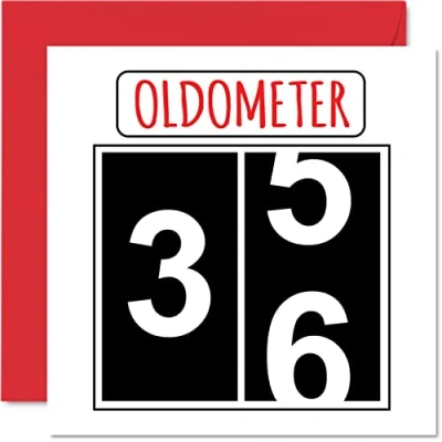 Image of Fun 36th Birthday Cards for Men Woman Oldometer Happy Card Dad Mum Son Daughter Brother Sister Uncle Auntie Cousin, 145mm x Greeting Cards,