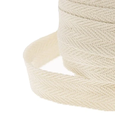 Image of JJPRIME Cotton 25mm 1&quot; Herringbone Craft Apron Twill Dressmaking Sewing Bunting Tape (Beige, 50 Meter)