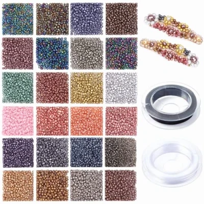 Image of Prettme 7200pcs Mini Bracelet Beads 2mm Glass Seed Craft Pony 24 Colors Jewelry for DIY Necklaces Bracelets Earrings and Crafting