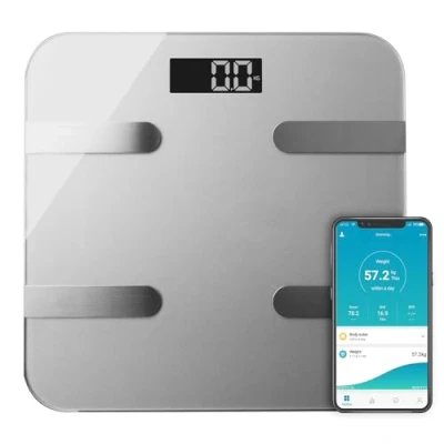 Image of Aquarius 16 in 1 Digital Bathroom Scales with Bluetooth And Smart Technology, Measure BMI, Body Fat, BMR, More, Max 180kg, 4 Colours Silver