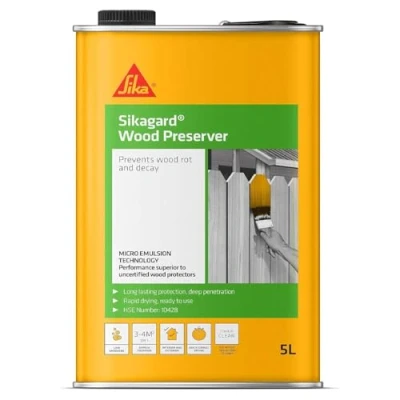 Image of Sika Sikagard Wood Preserver Prevents Rot and Decay Fast Drying Clear 5 Litre