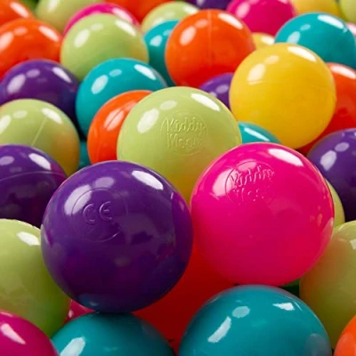 Image of KiddyMoon Soft Plastic Play Balls 700 Balls/7Cm 2.75In Multi Colour Made In EU, L.Green/Yellow/Turquoise/Orange/D.Pink/Purple
