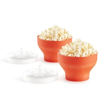 Image of Lékué 0202227S02 Set 2 Mini Pop Corn, Single portions in Microwave, Silicone, Red
