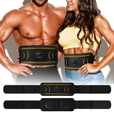 Image of EMS Muscle Stimulator Abs Trainer, Abdominal Trainer with USB Rechargeable, 6 Modes &amp; 8 Intensities Ab Belt for Men Women Home Body Fitness