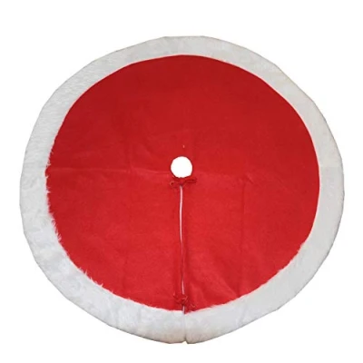 Image of HEITMANN DECO Round Fabric Tree Cover Protection Against Pine Needles Christmas Underlay Red, White