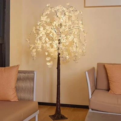 Image of Somsiwey Cherry Blossom Tree Light, 6ft Lighted Trees for Indoor Outdoor Decoration, 450 LED Lights Artificial Home Patio Party Christmas Decor