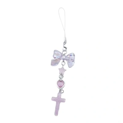 Image of xbiez Sweet Cool Bowknot Heart Cross Charm Pendant Phone Straps Pocket Keychain Strap Hanging Decoration for Keys Bag Purse