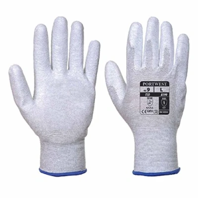 Image of Portwest Vending Antistatic PU Palm Glove, Size: S, Colour: Grey, VA199G7RS