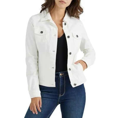 Image of Wrangler Authentics Women&#039;s Stretch Denim Jacket, White, S