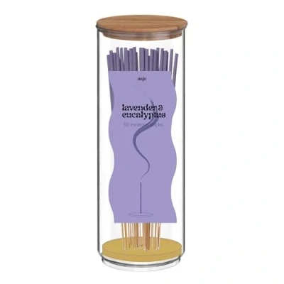 Image of Lavender and Eucalyptus Incense Sticks in Glass Jar