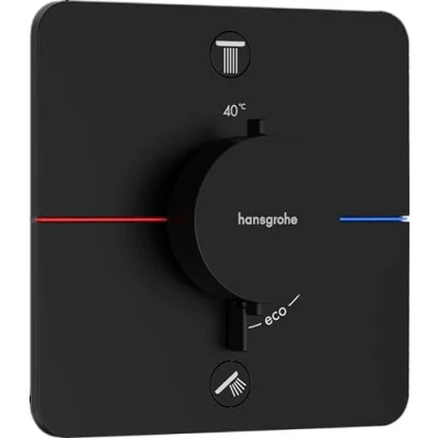 Image of hansgrohe ShowerSelect Comfort Q thermostat conceiled, bathroom tap with safety stop at 40 C, for showers and bath tubs, shower mixer 2 functions, matt black, 15586670