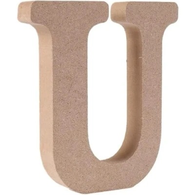 Image of Wooden MDF Letter U Size 13cm Arts &amp; Crafts Personalized Name Free Standing Letters (U)