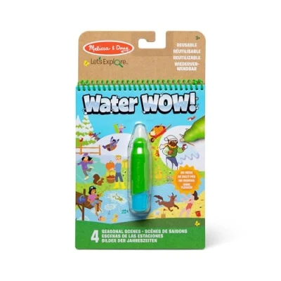 Image of Melissa &amp; Doug Let&#039;s Explore Deluxe Water Reveal Travel Book Seasons Pretend Play Activity Pad 3+ Gift for Boy or Girl