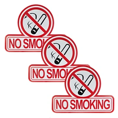 Image of 3 x No Smoking Sticker Wall Decal Red and White High Contrast Shop Safety Door Sign