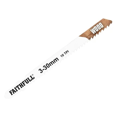 Image of Faithfull JBT101B Jigsaw Blades T Shank for Wood T101B (Pack of 5)