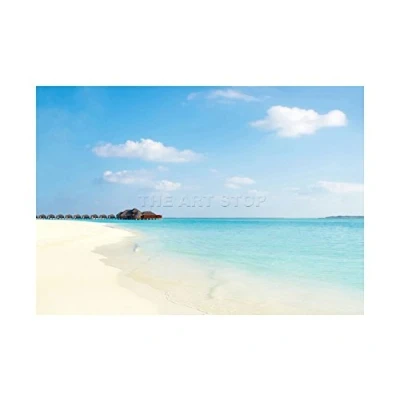 Image of Wee Blue Coo Tropical Beach Caribbean Seaside Photo Wall Art Print