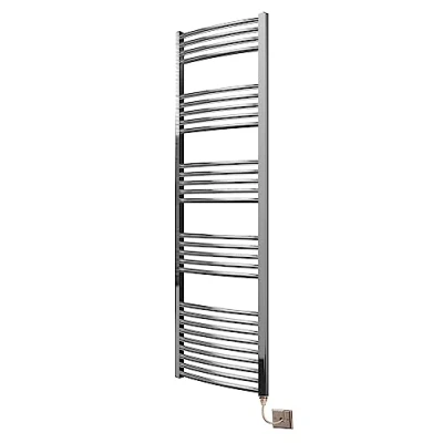 Image of Greened House Chrome Curved Electric Heated Towel Rail 500mm wide x 1600mm high Radiator