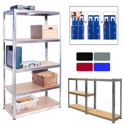 Image of BRIEFNESS Heavy Duty Boltless Storage Shelving Shelves Racking Rack Unit for Garage Shed Industrial Workshop Kitchen, Metal Steel and MDF Boards H 150 x W 70 D 30 Cm Black