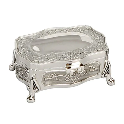 Image of Personalised Silver Plated Vintage style Trinket Box With Feet, Free Engraving Enter Your Own Custom Text