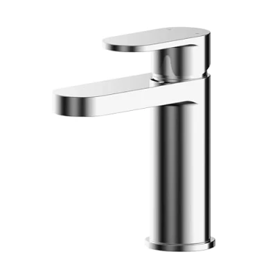 Image of Modern Round Mono Basin Mixer Tap &amp; Push Button Waste Chrome