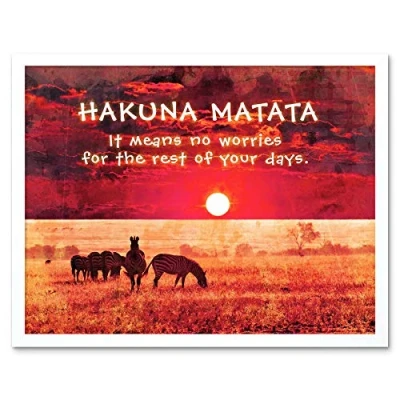 Image of Wee Blue Coo Hakuna Matata No Worries Africa Quote Motivation Typography Art Print Framed Poster Wall Decor 12X16 Inch
