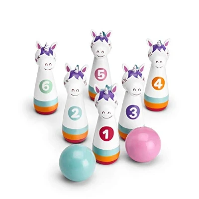 Image of Mousehouse Gifts Wooden Unicorn Skittles Set for Children