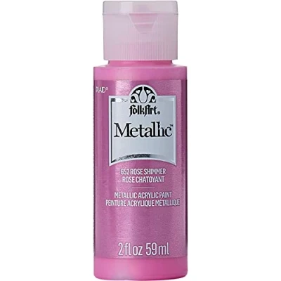 Image of FolkArt Metallic Acrylic Paint in Assorted Colors (2 oz), 6102, 2 Ounce Rose Shimmer
