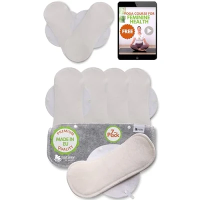 Image of Reusable Panty Liners for Women Thin; 7 Pack (Medium) Bamboo Cloth Made in EU; Feminine Eco Teens; Daily Washable Pantyliners Vaginal Discharge, NOT Period