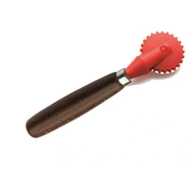 Image of Tredoni 4cm Dough/Ravioli Stamp Cutter &amp; Sealer Wheel, Pastry/Pasta Maker, Wooden Handle