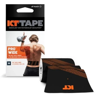 Image of KT Pro WIDE Tape Kinesiology Precut Engineered 100% Synthetic For lower back &amp; other large muscle groups Water resistant 4 to 7 Days of Support
