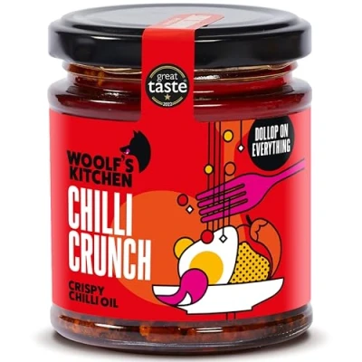 Image of The Woolf’s Kitchen Chilli Crunch Crispy Umami Delight Ultimate Oil Amplify Your Asian &amp; Thai Dishes Versatile Condiment 190ml