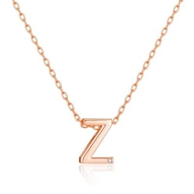 Image of Philip Jones Rose Gold Plated Initial Necklace Letter Z Created with Zircondia® Crystals
