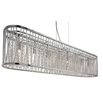 Image of Elise 8 Light Ceiling Pendant Bar Chrome with Crystals, G9