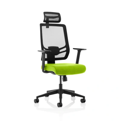 Image of Ergo Twist Bespoke Fabric Seat Myrrh Green Mesh Back with Headrest