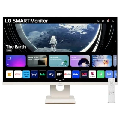 Image of LG MyView Smart Monitor 27SR50F, 27 Inch, Full HD 1080P IPS Panel, Built in Speakers, Wifi &amp; Bluetooth Connectivity, Virtually Borderless, webOS TV Apps with Remote Control, White