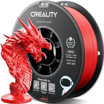 Image of Creality PETG Filament 1.75mm, 3D Printer 1KG(2.2lbs), High Precision, Strong Toughness, Odorless, Better Flow, Dimensional Accuracy +/ 0.02 mm, Moistureproof Printing Filament, Red