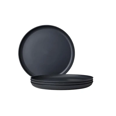 Image of Mepal Dinner plate 4 pieces Silueta Dishwasher &amp; microwave resistant Plastic plates Tableware 26 cm Nordic black